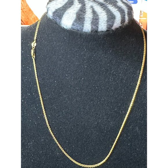 18K Solid Yellow Gold Franco Curb Box Link Chain Necklace 16 Inches 3.21 GM - Picture 3 of 5